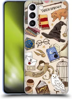 Head Case Designs Officially Licensed Harry Potter Hogwarts Pattern Deathly Hallows XXXVII Soft Gel Case Compatible with Samsung Galaxy S21+ 5G