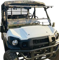 HECASA Scratch Resistant 3-IN-1 Folding Windshield Compatible with 2015+ Kawasaki Mule Pro FXT / DXT / DX / FX Clear Flip Windscreen Gas Spring Included Heavy Duty