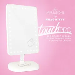 Hello Kitty Edition Touch Pro LED Makeup Mirror with Bluetooth Audio+Speakerphone & USB Charger Pearl White