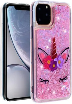 ISADENSER iPhone 2019 6.5 Inch iPhone 11 Pro Max Case Clear TPU Glitter Stylish Design With 3D Hearts Quicksand Shiny Flowing Liquid Protective Cover for iPhone 11 Pro Max 6.5 Inch Sleeping Unicorn XY