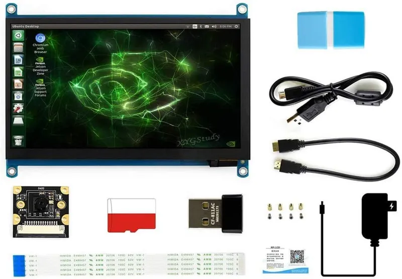Jetson Nano 2GB Developer Accessories Kit for Small Powerful Computer AI Development Board with 7 inch IPS Touch HDMI Sc