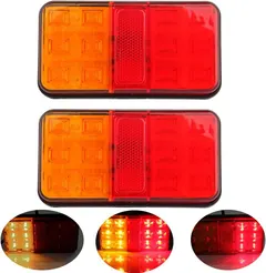 Keyecu 2PCS 10-30V 12-LED Waterproof Multi-function Car Side Marker Light Tail Brake Stop Indicator Light for Trailer Truck Boat UTE UTV ATV Caravan