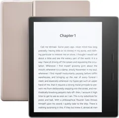 Kindle Oasis E-reader (Previous Generation - 9th) – Champagne Gold, 7" High-Resolution Display (300 ppi), Waterproof, Built-In Audible, 32 GB, Wi-Fi - with Special Offers (Closeout)