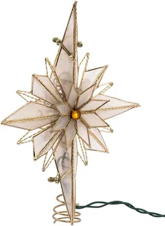 Kurt Adler Light 10-Inch Capiz Classical Multi-Pointed Bethlehem Star Treetop, Ivory