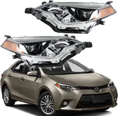 LABLT Halogen Headlight Left and Right Side Assembly Replacement for 2014 2015 2016 Toyota Corolla Headlight Pair Driver and Passenger Headlamps