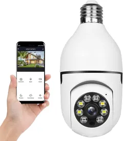 Light Bulb Camera E27,2.4Ghz Wireless WiFi Light Bulb Security Camera, Smart 360 PTZ Indoor/Outdoor Bulb Security Camera, Remote Voice Intercom 3MP HD Night Vision Light Bulb Security Camera