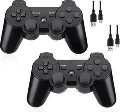 Lyyes Wireless Controller 2 Pack for PS-3,Double Shock,Rechargeable Analog Joystick,Remote for PS-3