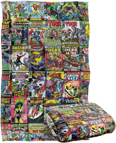 Marvel Marvel Comic Blanket, 36"x58", Misc. Comic Collage, Silky Touch Super Soft Throw Blanket