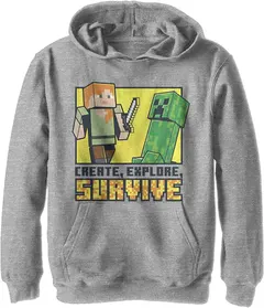 Minecraft Create Explore Survive Boy's Hooded Pullover Fleece