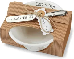 Mud Pie Circa Lets Dip Set, White 2" x 6"