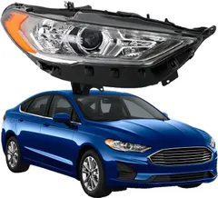 munirater Passenger Side Halogen Projector Headlight Headlamp Assembly w/LED DRL Amber Corner Replacement for 2017-2019 Fusion FO2503350
