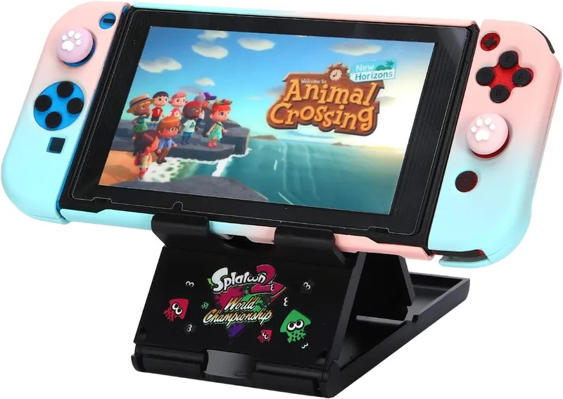 NINGMNAC Stand for Nintendo Switch/Switch OLED/Switch Lite, Foldable Desk Holder Dock, Cute Animal Crossing Angle Adjust