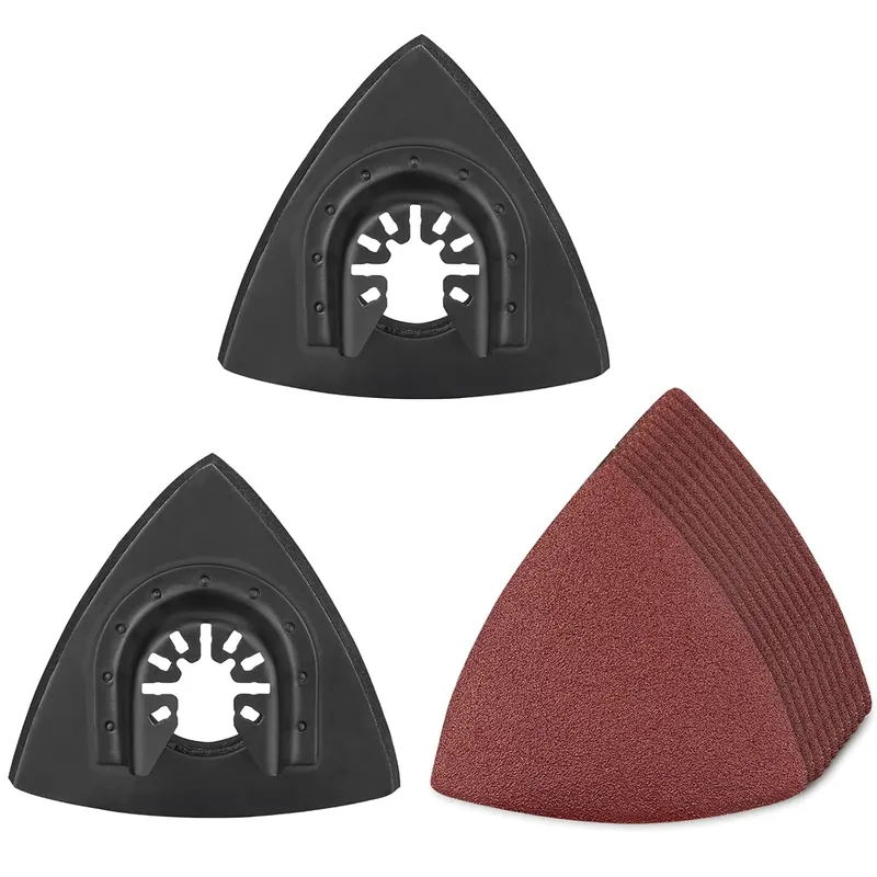 Oscillating Tool Sanding Pad, 2-Pack 3-1/8 Inch Universal Triangular Hook & Loop Sanding Pad and Sandpaper Kit Fit Oscil