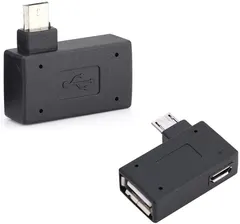 OTG Adapter, 90 Right Angle USB Port Adapter, Micro OTG Cable 2 Pack Compatible with Firestick 2nd Gen, 3rd Gen and 4K, Android Smartphones, Tablets, Rii, Logitech Keyboards, Nintendo, SNES, NES