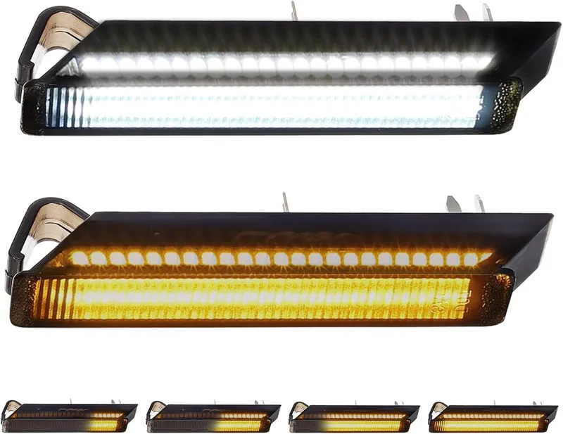 Partsam 2pcs Sequential Switchback LED Side Mirror Turn Signal Running Lights Smoked Lens Compatible with F150 Expeditio