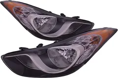 PERDE Headlights Set Halogen Chrome w/Performance Lens Left Right Pair Compatible with 2011-2013 Hyundai Elantra Sedan Coupe