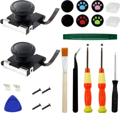 PHYLES Joystick Replacement, 2 Pcs Original Replacement Joystick Analog Thumb Stick Compatible with Switch Joy-Con Controller, Screwdriver Set Repair Tools Kit, Include 6 Thumbstick Caps
