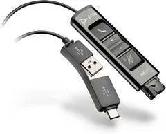 Poly - DA85 USB-A/USB-C digital adapter (Plantronics) - Works with Poly Call Center Quick Disconnect (QD) Headsets - Acoustic Hearing Protection -Works with Avaya, Genesys,&Cisco call center platforms