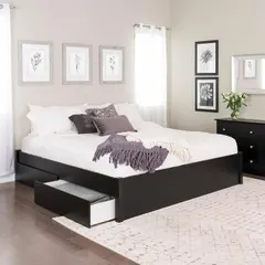 Prepac King Select 4-Post Platform Bed with 2 Drawers, Black