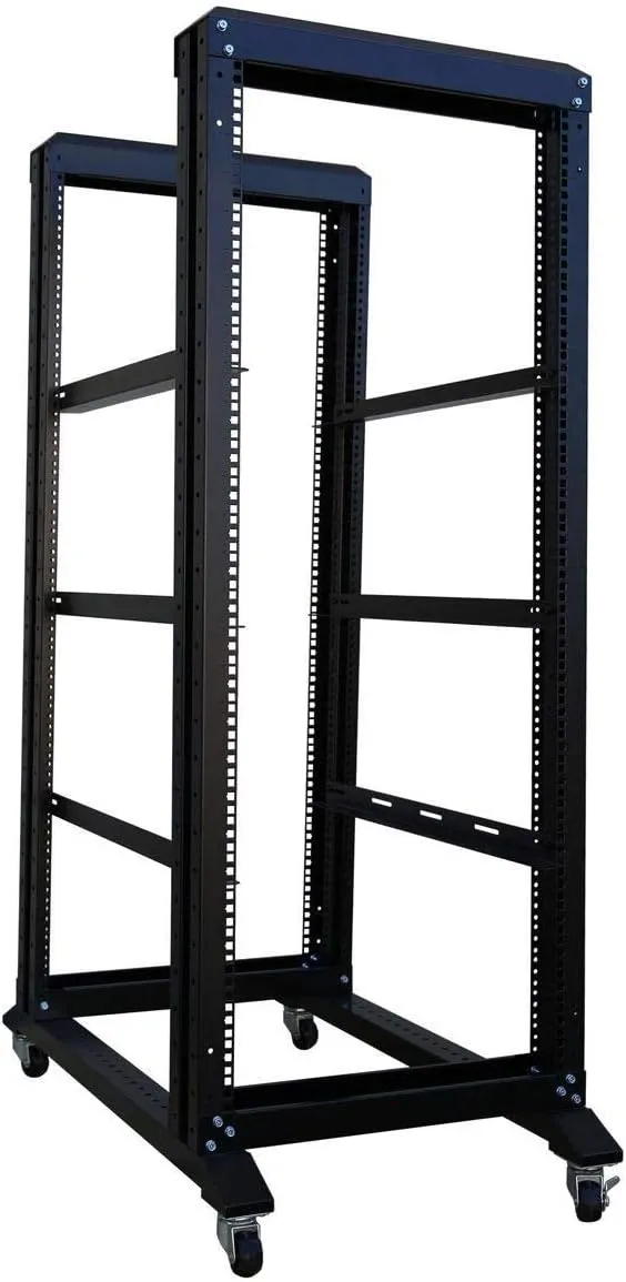 RAISING ELECTRONICS 27U 4 Post Open Frame Network Server Rack 19inch Width 800MM Depth with 3 Pairs of L Rails