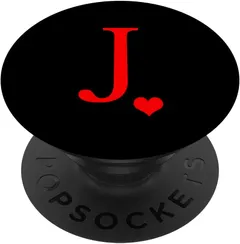 Red Initial Letter J heart Monogram PopSockets PopGrip: Swappable Grip for Phones & Tablets