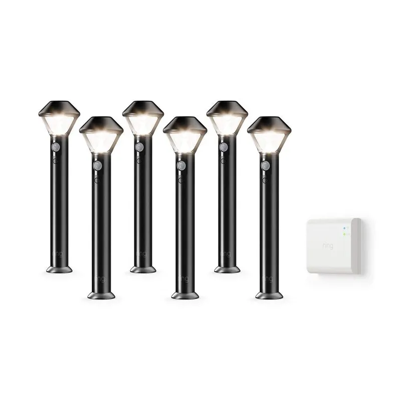 Ring Smart Lighting – Pathlight, Battery-Powered, Outdoor Motion-Sensor Security Light, Black (Starter Kit: 6-pack)