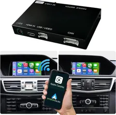 Road Top Wireless Carplay Android Auto Retrofit Kit Decoder for Mercedes Benz E Class W212 E Coupe 2012-2015 Year NTG4.5/4.7, Support Mirrorlink, Camera, Original Car Knob Control