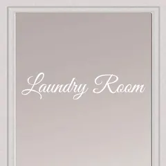 Rockmount Electronics - Laundry Room - UV Resistant, Waterproof, Durable - Peel & Stick Wall Door Decor Decal Sticker Quote Vinyl Mural Art Script Vinyl Lettering - 15" x 3.25", White
