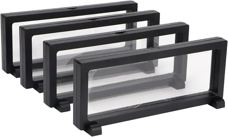sdoot 3D Floating Display Case, Black Coin Holder Display 4pcs, 3D Floating Display Case for Challenge Coins Jewelry Spe