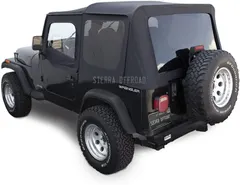 Sierra Offroad Replacement Soft Top, fits Jeep Wrangler YJ Model 1988-1995, Premium-Grade Denim Vinyl with Upper Door Skins, Factory Quality and Precision Fit, Black