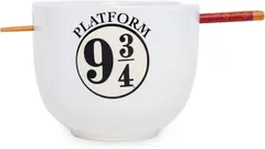 Silver Buffalo Harry Potter Platform 9 3/4 Japanese Ceramic Dinnerware Set | Includes 20-Ounce Ramen Noodle Bowl and Wooden Chopsticks