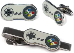 SNES Super Nintendo Cufflinks, NES Nintendo Controller Tie Clip, Retro Gaming Jewelry, SNES Cuff Links, Super Mario Brothers Legend of Zelda Metroid Wedding Groomsman Groomsmen Gifts