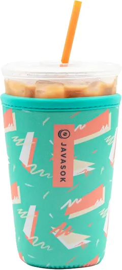 Sok It Java Sok Iced Coffee & Cold Soda Insulated Neoprene Cup Sleeve (80's Geometric, Medium: 24-28oz)