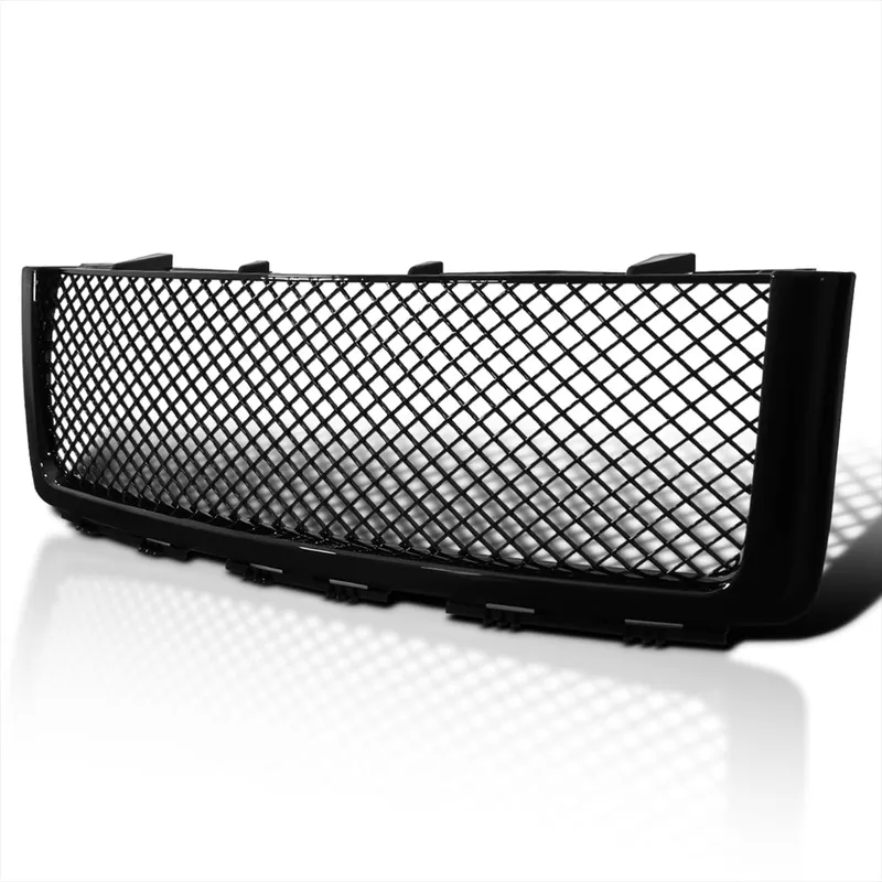Spec-D Tuning Glossy Black ABS Mesh Front Bumper Grille Compatible with GMC Sierra 1500 Light Duty Truck 2007-2013