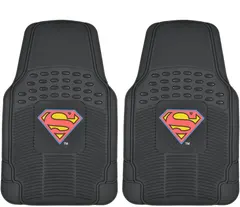 Superhero Car Floor Mats, Officailly Licensed Warner Bros DC Comics, All Weather Interior Auto Protection, Heavy Duty Rubber Liners for Car Truck Van SUV