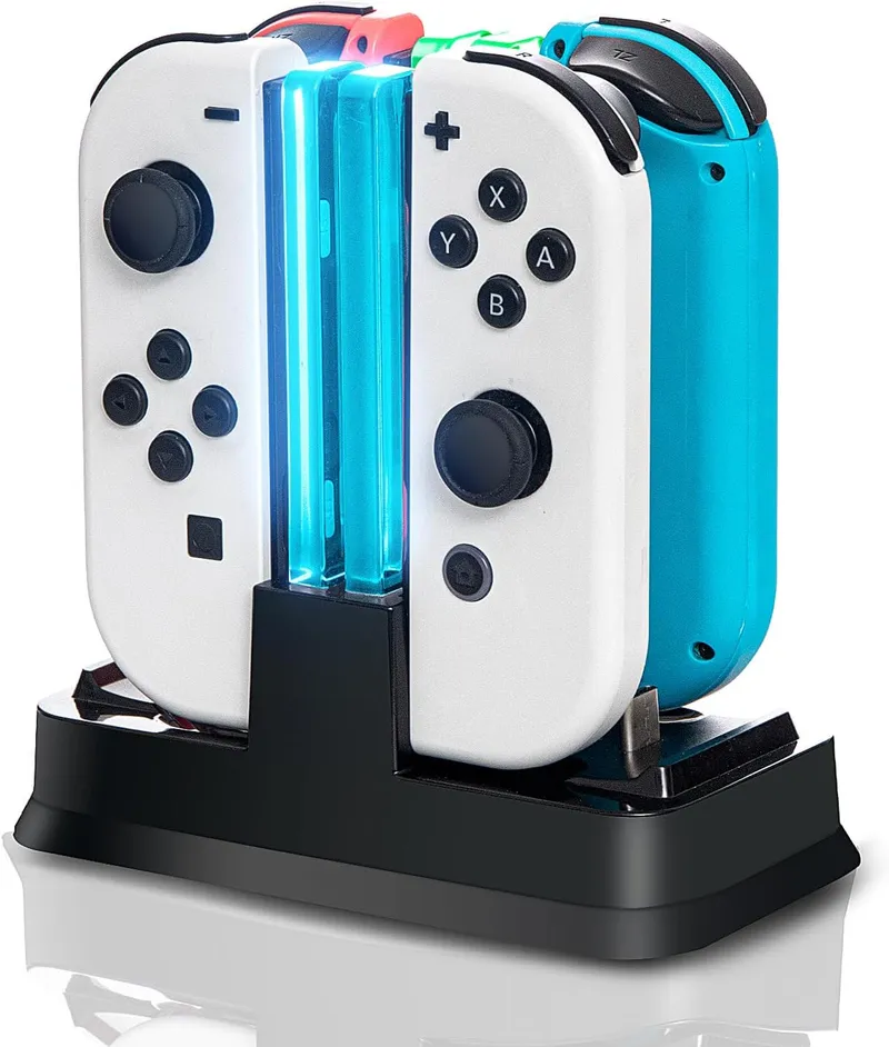 Switch Controller Charger, Charging Dock Stand Station Compatible with 4 Switch Joy-con or 2 Pro Controllers with Chargi
