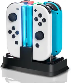 Switch Controller Charger, Charging Dock Stand Station Compatible with 4 Switch Joy-con or 2 Pro Controllers with Charging Indicator and a USB Type C Charging Cable