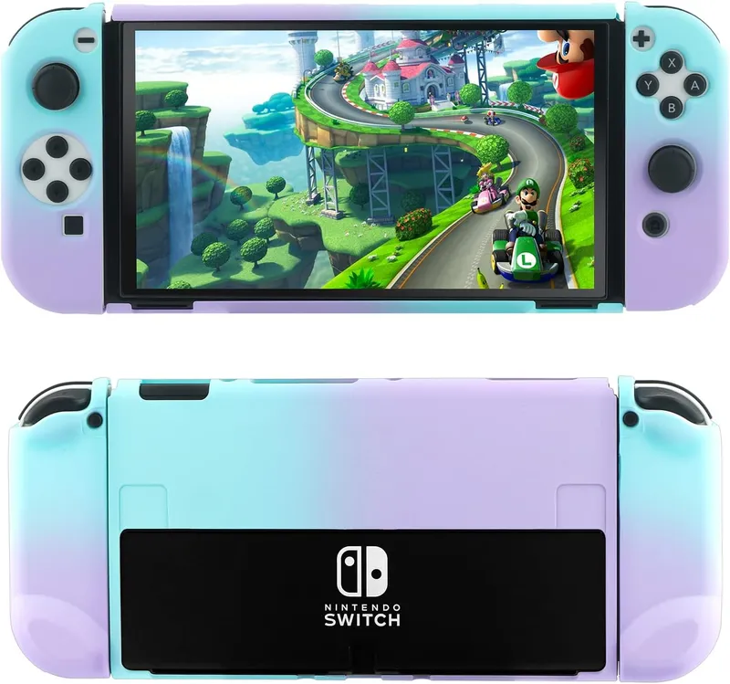 Switch OLED Protective Case, Switch OLED Case Front and Back, Ergonomic and Comfortable PC Grip Case for Switch OLED Con