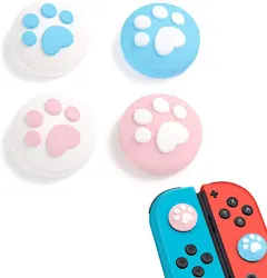 Switch Thumb Grips Joystick Caps Compatible with Nintendo Switch/OLED/Lite Kirby Controller, Cute Cat Paw Silicone Analog Stick Cover Replacement Thumb Button Grip Covers for Joycon Switch Accessories