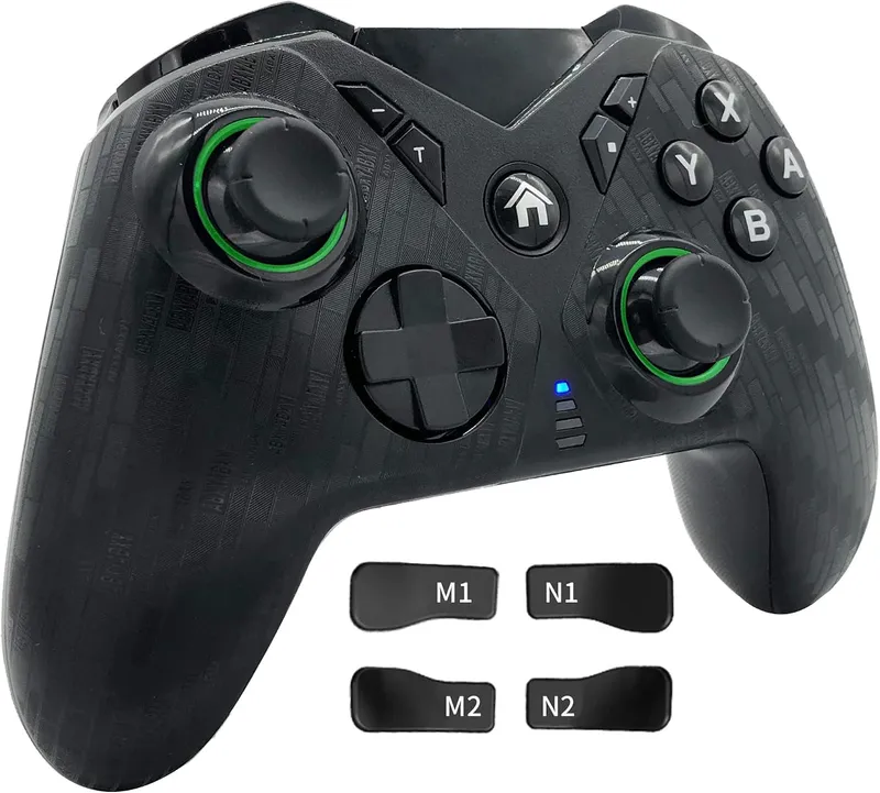 TJPD Pro Controller for Switch, Wireless Gamepad with 4 Programmable Back Buttons/RGB Light/Super Turbo/6-Axis Gyro/One-