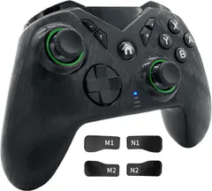 TJPD Pro Controller for Switch, Wireless Gamepad with 4 Programmable Back Buttons/RGB Light/Super Turbo/6-Axis Gyro/One-Click reconnection/Adjustable Vibration (Black)