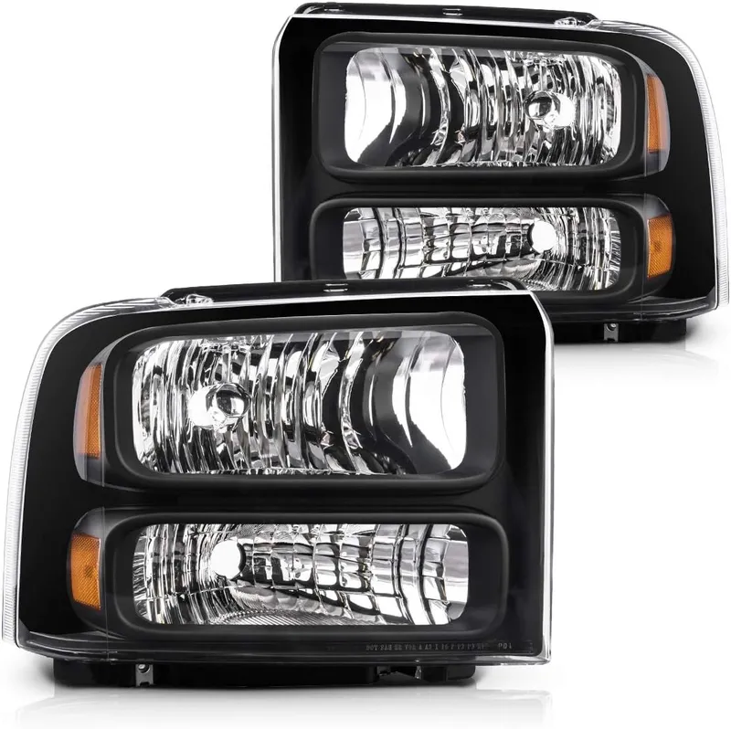 Torchbeam Replacement Headlight Assembly Compatible with 2005 2006 2007 Super Duty F250 F350 F450 F550 Black Housing Amb