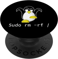 Tux Linux Penguin Sudo Rm Rf | Programmer Developer Hacker PopSockets Swappable PopGrip