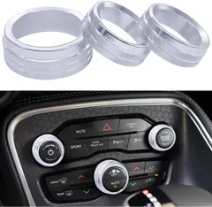 TWTADE Charger Accessories Air Conditioner Switch AC Knobs CD Button Aluminum Trim Rings Set for 2015-2019 Dodge Challenger Charger Chrysler 300 300s, for Ram 2013-2018 White I-074-W