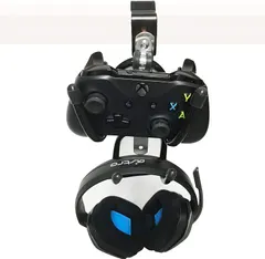 Universal Dual Game Controller & Headphone Stand Holder with Adjustable Arm Clamp - Under Desk Design Storage Hanger for PS3/PS4/PS5/Xbox 360/Xbox One/S/X/Elite/Series S/Series X Controller