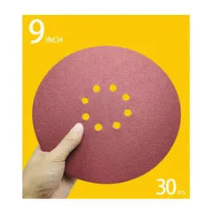 Ur-Excellent 9 Inch Sanding Discs 30 PCS Assorted Hook and Loop 9 in 8 Hole Sandpaper Orbital Sander Pads 5 pcs of Each 80 100 150 180 240 400 Grit Orbital Sandpaper
