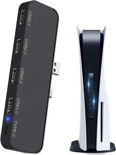 USB Hub for PS5 - Tensun PS5 Accessories 5 Ports USB Extender High-Speed Expansion Adapter Charger 1 USB 3.0 Port+3 USB 2.0 Port+Type-c 3.1 Port for Playstation 5 Accessories PS5 Game Console Headset