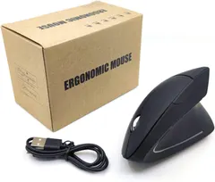 Vertical Mouse - Chargable Ergonomic Mouse Wireless with Adjustable DPI 1000/1600/2000/2400 Comfortable 2.4G Optical Ergo Mouse for Laptop, Computer, Desktop, Windows, Mac OS-Black Right