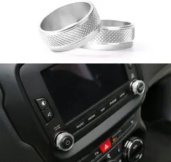Volume CD Switch Knob Cover Dashboard Button Trim Interior Accessories for 2011-2018 Jeep Wrangler JK JKU/2010-2016 Jeep Compass/2011-2016 Jeep Patriot Silver 2Pcs