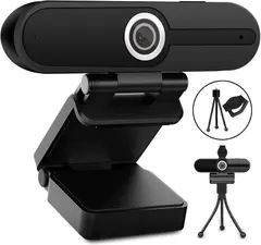 Webcam with Microphone, Web Camera Full Hd 1080P Webcam with Cover Tripod, Laptop PC Desktop Computer Camera Windows Mac Os for Video Calling Streaming Gaming Zoom YouTube Skype Hangouts Facetime